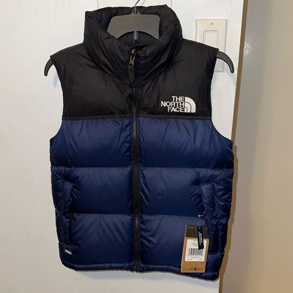 NWT XS The North Face Retro Nuptse 700 Puffer Vest - Summit Navy Blue and Black - Picture 5 of 16